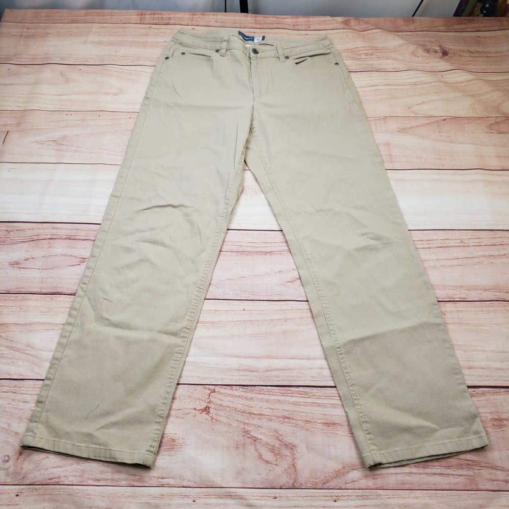 Liz Claiborne Pants Womens 1o Beige Straight Leg Khaki Tan Stretch Casual Ladies